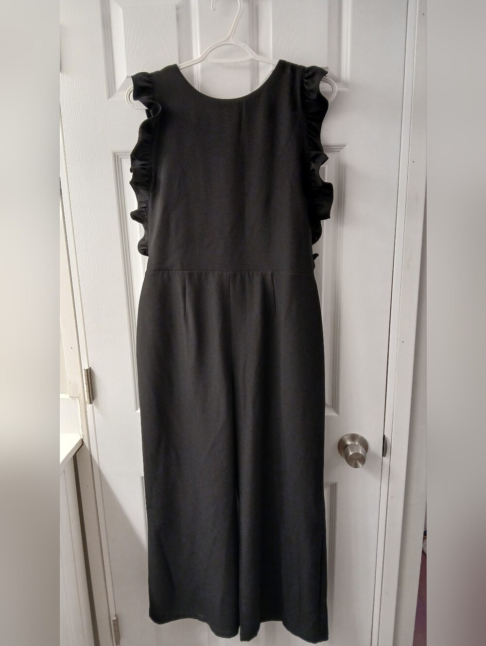 Free Press Ruffled‑Strap Black Jumpsuit – Size Large